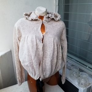 Free People Oatmeal Hooded Sweater cardigan wool blend XS